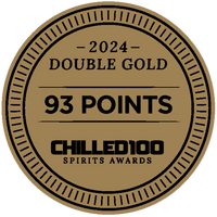 Gold and black award badge for 2024 Double Gold winner with 93 points from Chilled100 Spirits Awards.